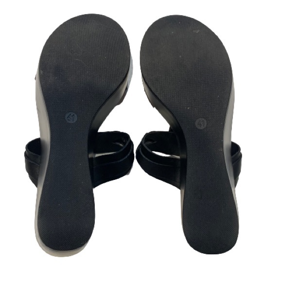 Victor Italian Made Black Leather Wedge Sandals - Picture 5 of 5